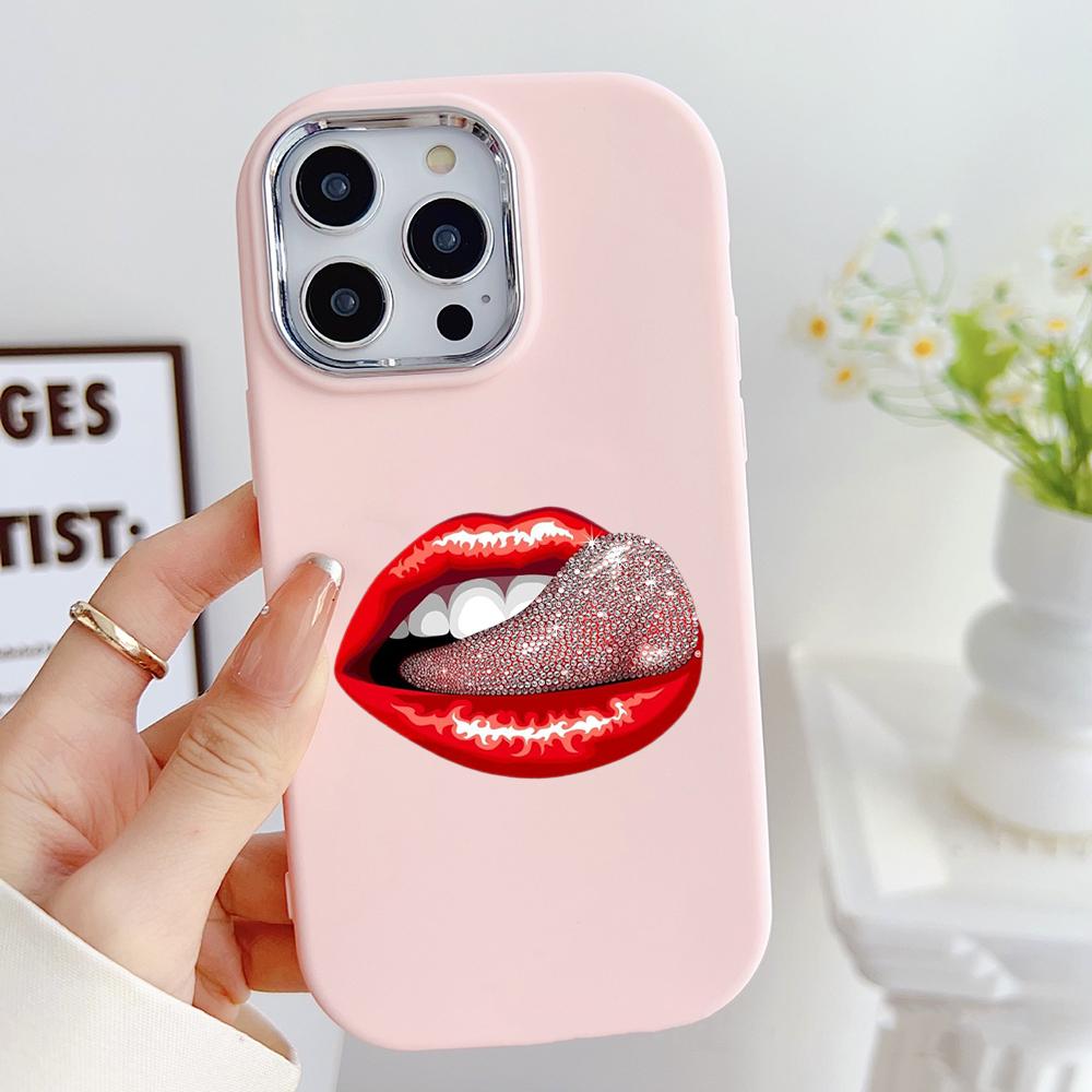 LZ21 Lips Kiss Design Art Soft Phone Case for Samsung S24 Ultra S23 Plus S21 A16 A54 A34 A05s A06 Infinix Hot 40 30i Lens Protection Shockproof Cover