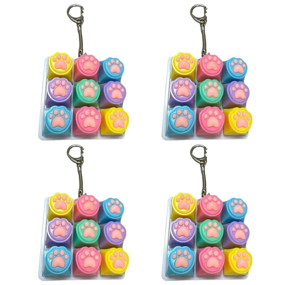 Mechanical Keycaps Decompression Keyring Funny Stress Relief Pendant Cat Paw Keychain Office Use