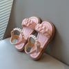 Girls Summer Sandals 2024 New Princess Kids Beach Shoes Rubber Out-sole Ruffles Pleated with Pearls Beading Open Toes Sweet Soft