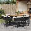 VidaXL Garden Dining Set 9pcs Cushions Black Wicker 3278150