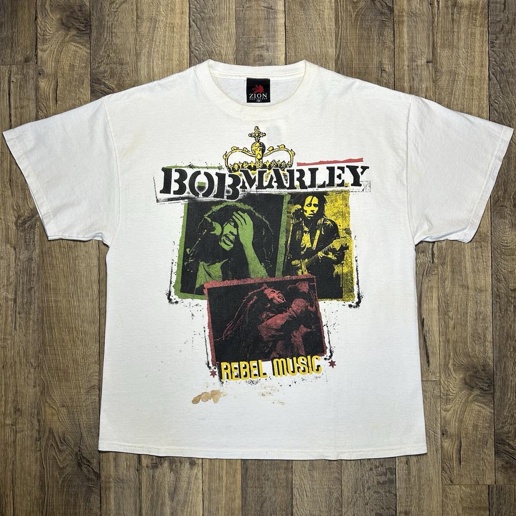 Vintage Bob Marley Shirt Mens XL White Rebel Music Zion Reggae Rasta Band Tee Unisex T-Shirt