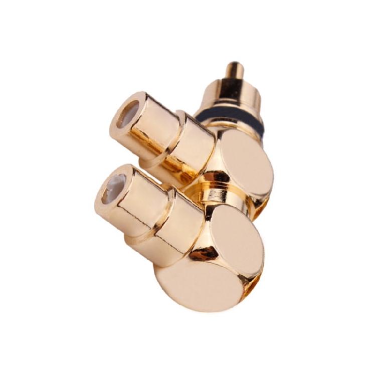 Позолоченный разветвитель 1 штекер 2 гнезда RCA резьбовой разъем для усилителей домашнего кинотеатра, динамика