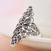 Кольцо на палец в стиле ретро с кружевом, преувеличенные искусственные драгоценные камни, лепесток, женское серебряное декоративное кольцо, ювелирные аксессуары