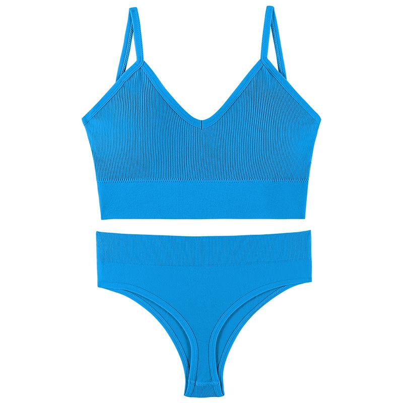 2Pcs Underwear Set Bra Set Women Panties Sexy G-String Seamless Bralette Female Wire Free Bra Sexy Panty Set Lingerie Soft Tank Crop Top Sleeping Bra