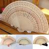 Vintage Hollow Carved Wooden Flower Folding Hand Held Fan Wedding Bridal Decor