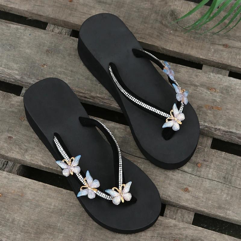 Тапочки Летняя обувь Женские босоножки на платформе Танкетка Пляжные домашние тапочки Женские шлепанцы Тапочки из пены с эффектом памяти Sandalias De Mujer