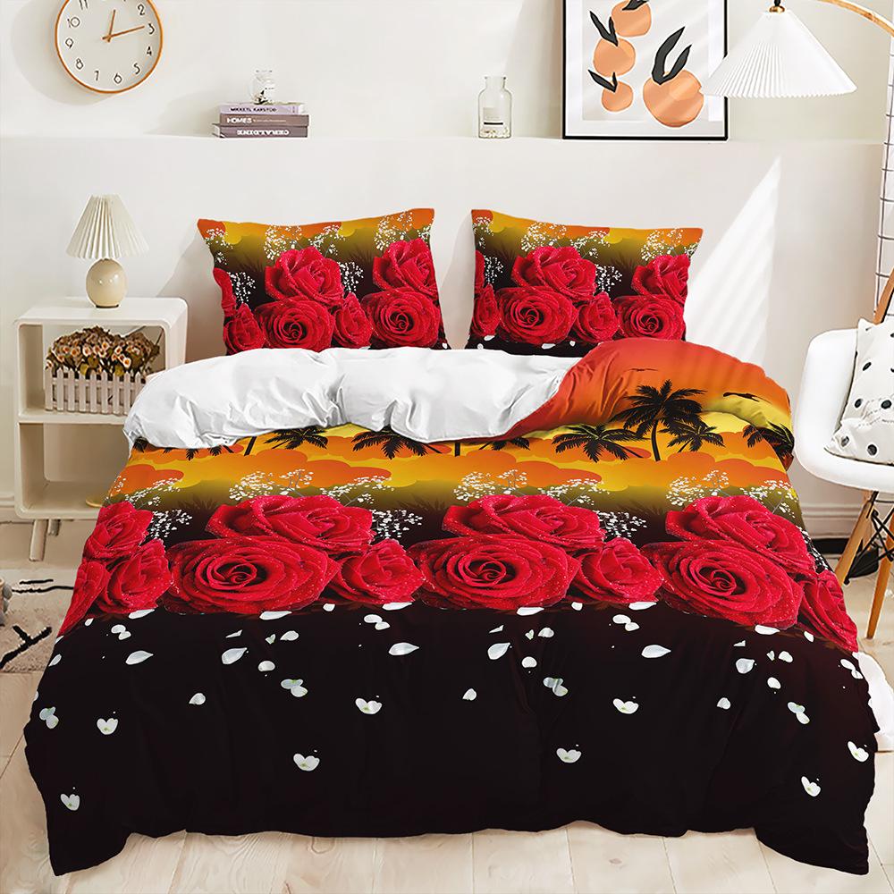 Комплект постельного белья с 3D розой, пододеяльник на день святого Валентина, наволочка, 2/3 шт., романтическая любовь, AU180 * 210, полноразмерный домашний текстиль, женский пододеяльник