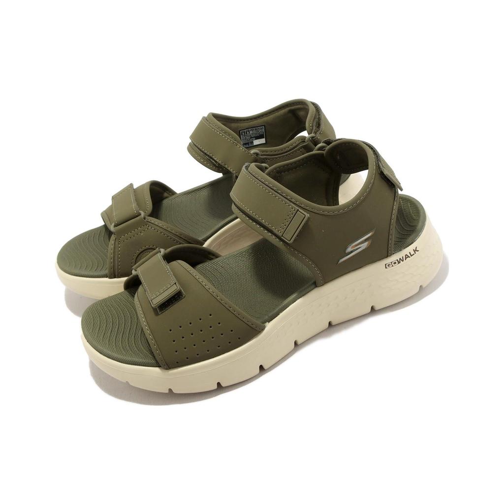 Skechers Go Walk Flex Простые Удобные Пляжные Сандалии Мужские Сандалии Зеленые 229205-OLV