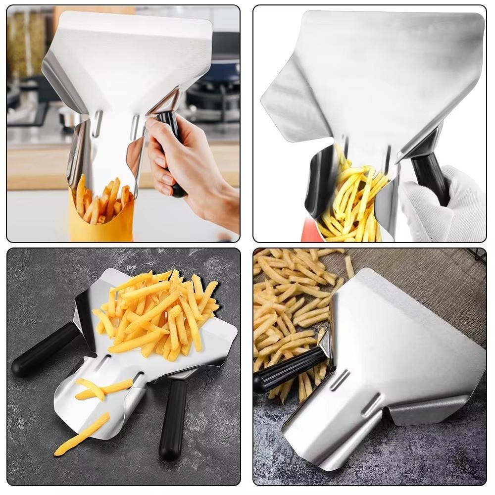 Stainless Steel French Fries Shovel Single/Double Handle Fries Shovel Loader for Hamburger Popcorn
