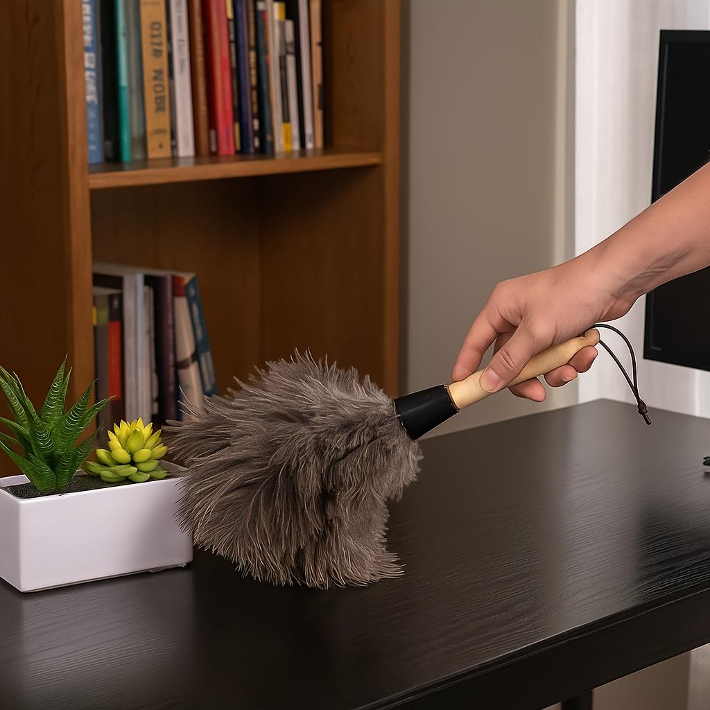 1pc Duster - Wooden Cleaning Tool for Home, Bedroom, Bookshelf, Desk, and Car - Gentle Dust Removal with Ergonomic Handle, Car Interior Cleaning