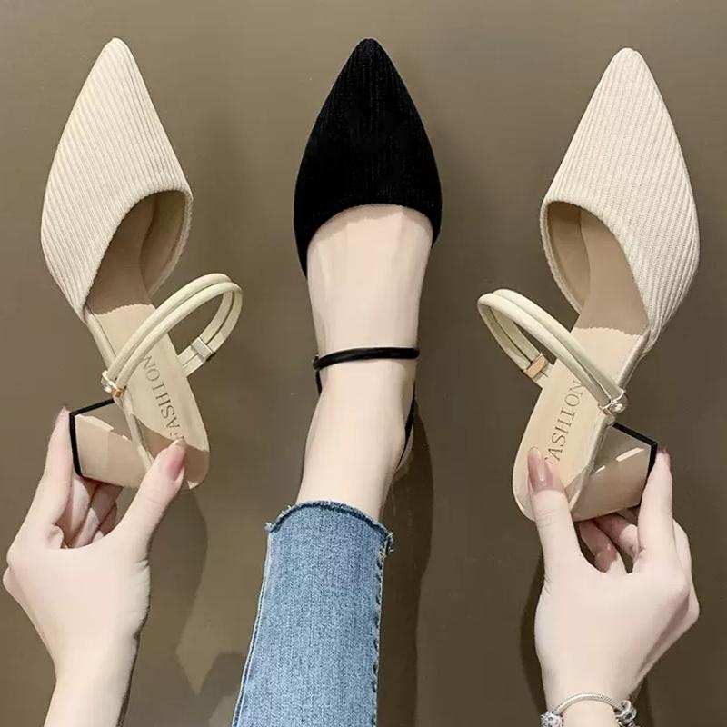 2024 SummerFlip Flops with Pointy, Chunky Muggles and a Half Toe with Small Fragrant Flip-flop Shoes Sex High-heeled Shoes Pumps