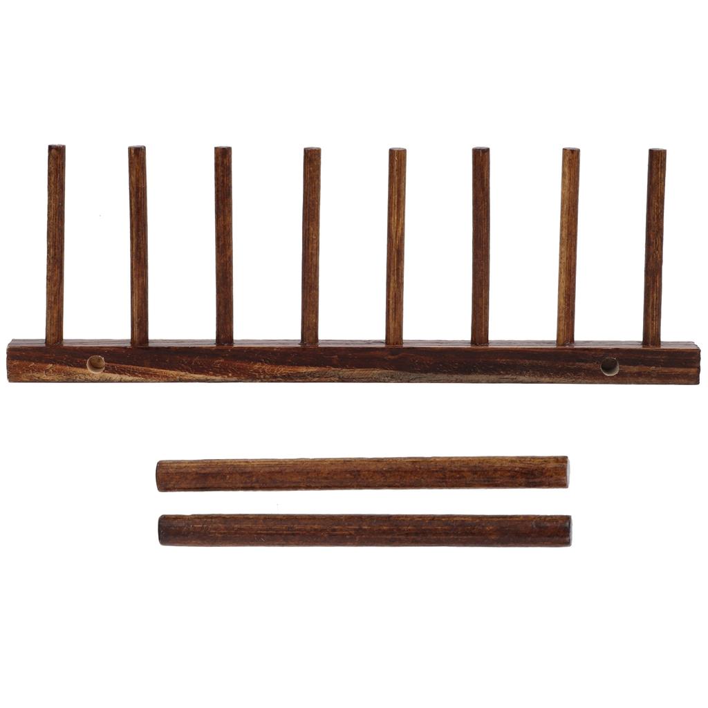 Drying Rack Wooden 8 Columns Foldable Dish Bowl Organizer for Kitchen Dish Plate Bowl Cup Pot Lid
