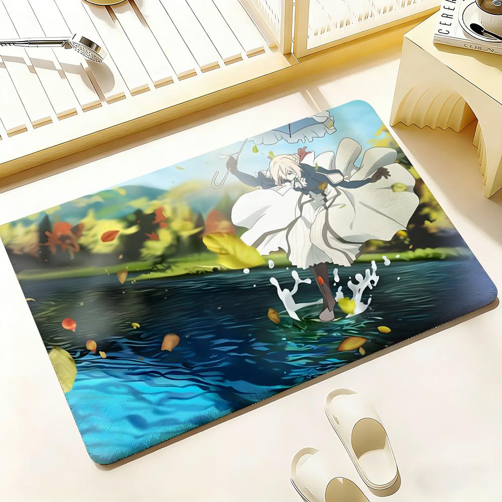 Аниме V-Violet E-Evergarden Напольный коврик Спальня Гостиная Фланелевый Коврик для двери Нескользящий Домашний декор