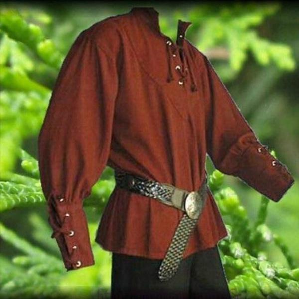 Высокое качествоНовый Ренессанс Арендодатель Рыцарь Топ без пояса Средневековый мужской костюм для косплея Повседневная рубашка пират