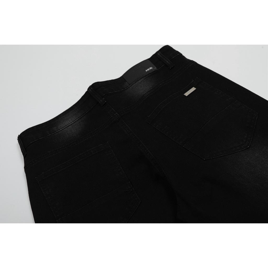 M51 Amiri Мужские и женские модные джинсы в американском стиле с тканевыми нашивками, дырками, вышивкой, повседневные и модные брюки в стиле хай-стрит