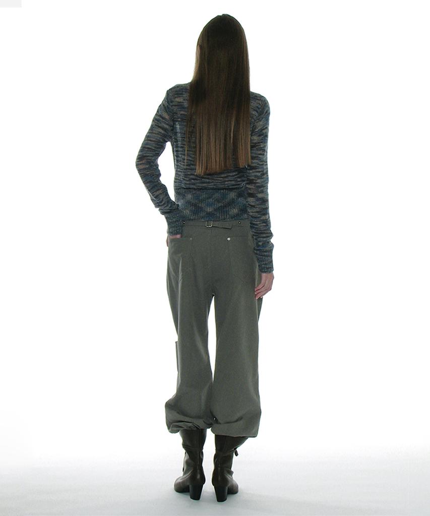 PARTIMENTO WOMEN Pocket Pointed Wide Leg Pants_Khaki Green