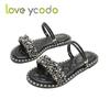 Женские летние модные сандалии с блестками, удобные студенческие сандалии для девочек, большие размеры 34-43
