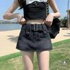 Korean Style Denim Mini Skort: Sweet & Spicy A-Line with Belt, Summer 2024 Fashion for Women