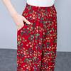 Summer Wide Leg Pants Women Plus Size Loose Vintage Print High Waist Oversize Pants Middle-aged Women's Clothing