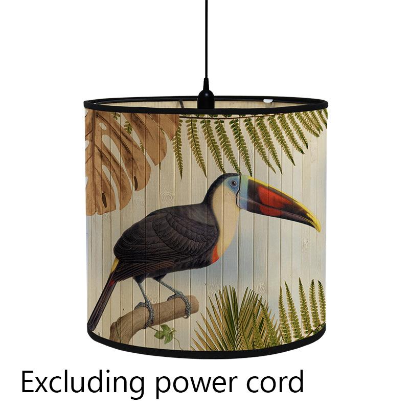 Абажур с цветочным принтом птицы, складной ретро бамбуковый абажур, абажуры ручной работы с зелеными растениями