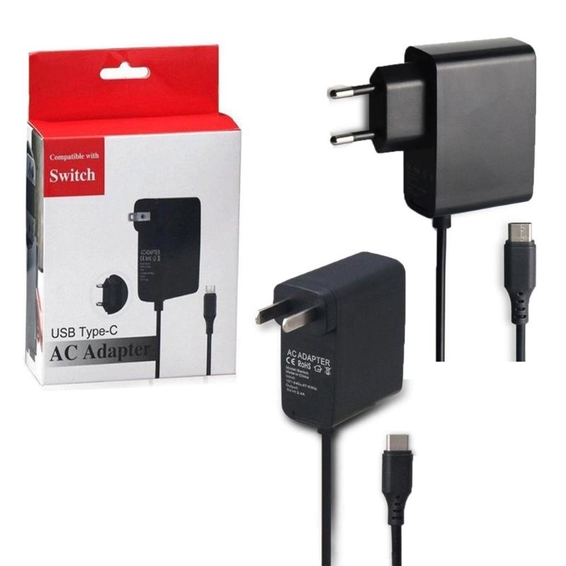 Адаптер зарядного устройства 50/60 Гц для Switch, Быстрозарядный шнур питания, Сетевой AC-адаптер, Кабель, Линия, Аксессуары для видеоигр