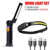 1-5PCs COB+LED Flashlight Magnetic Work Light USB Rechargeable Torch Portable Lantern Inspection Light Camping Car Repair Lamp