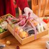 Коробка для упаковки еды на вынос с сеткой из девяти квадратов, ретро крафт-бумага, для выпечки, десертов, тортов, пикника
