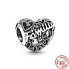 925 Sterling Silver Angel Mom Family Heart Series Shine Beads Fit Original Fashion Charms Bracelets Women DIY Jewelry