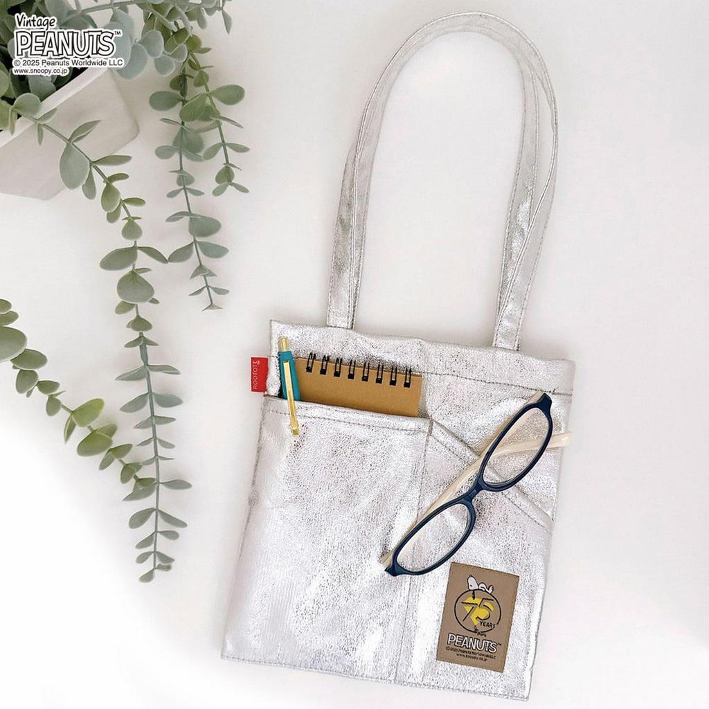 Мини-сумка Rootote Snoopy с вышивкой, IP Baby Metallic, Peanuts-0Q 8446 (02 Серебро)