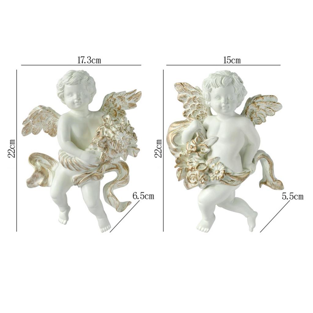 2x Angel Statue Figurines Cherub Wall Sculpture for Barchurch Dining Room