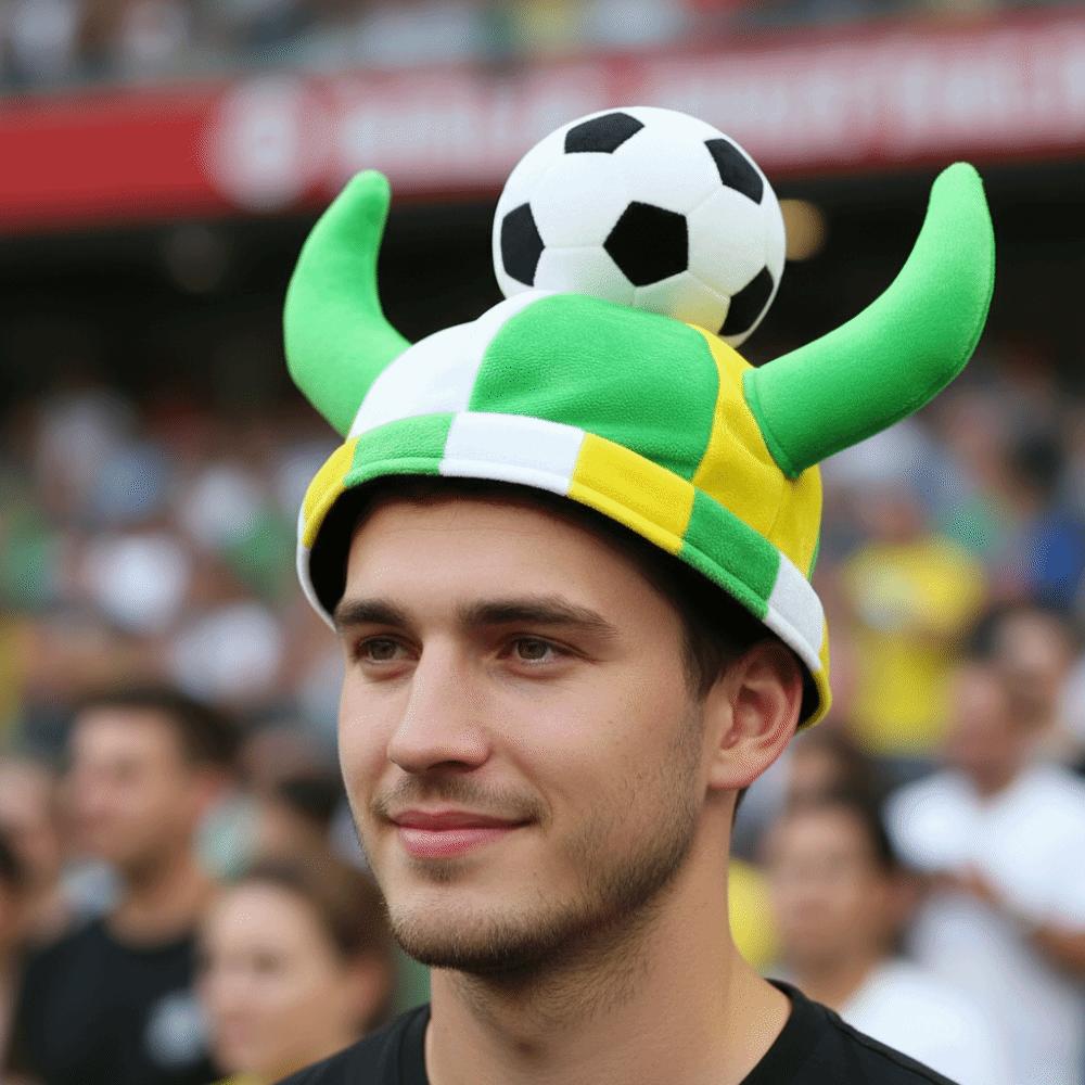Soft Plush Material Soccer Fan Horn Hat Carnival Party Headwear Soccer Enthusiasts