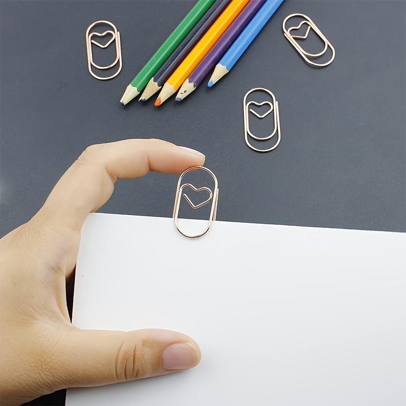 50 шт. Милые скрепки в форме сердца, маленькие цветные скрепки для бумаги, офисное украшение, цветные скрепки для бумаги, розовое золото