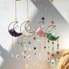 Crystal Moon Amethyst Rainbow Suncatcher Hanging Crystals Stone Sun Catcher Light Catcher Xmas Window Garden Ornaments Outdoor