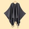Street Women's Scarves Are Versatile In Autumn and Winter, Air-conditioned Rooms Are Warm and Dual-purpose, Monochrome Fringed Shawl Cape