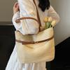 Summer new high-end leisure seaside vacation style straw woven bag fashionable simple large capacity shoulder tote bag women