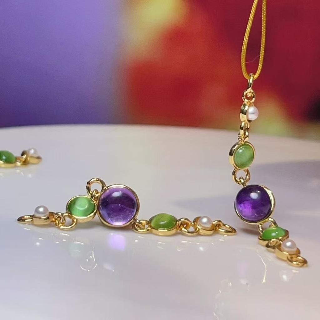 5 шт., Подвеска-кристалл для исцеления ауры, Богемные натуральные аметистовые шармы для изготовления ювелирных изделий, Аксессуары для ожерелий и браслетов, Подвесной декор 6×40 мм