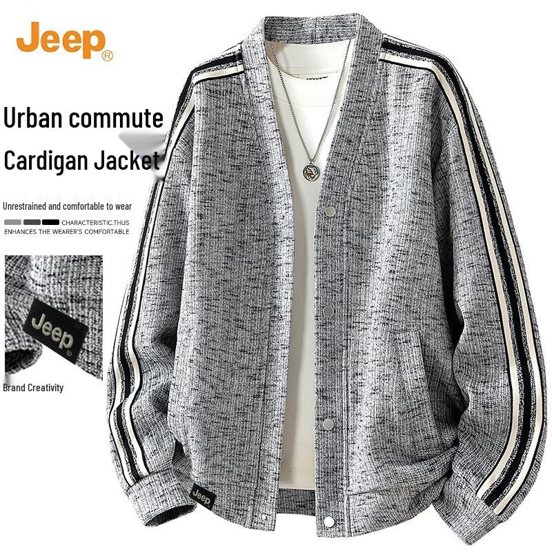 JEEP Men's Casual Baseball Collar Knit Jacket