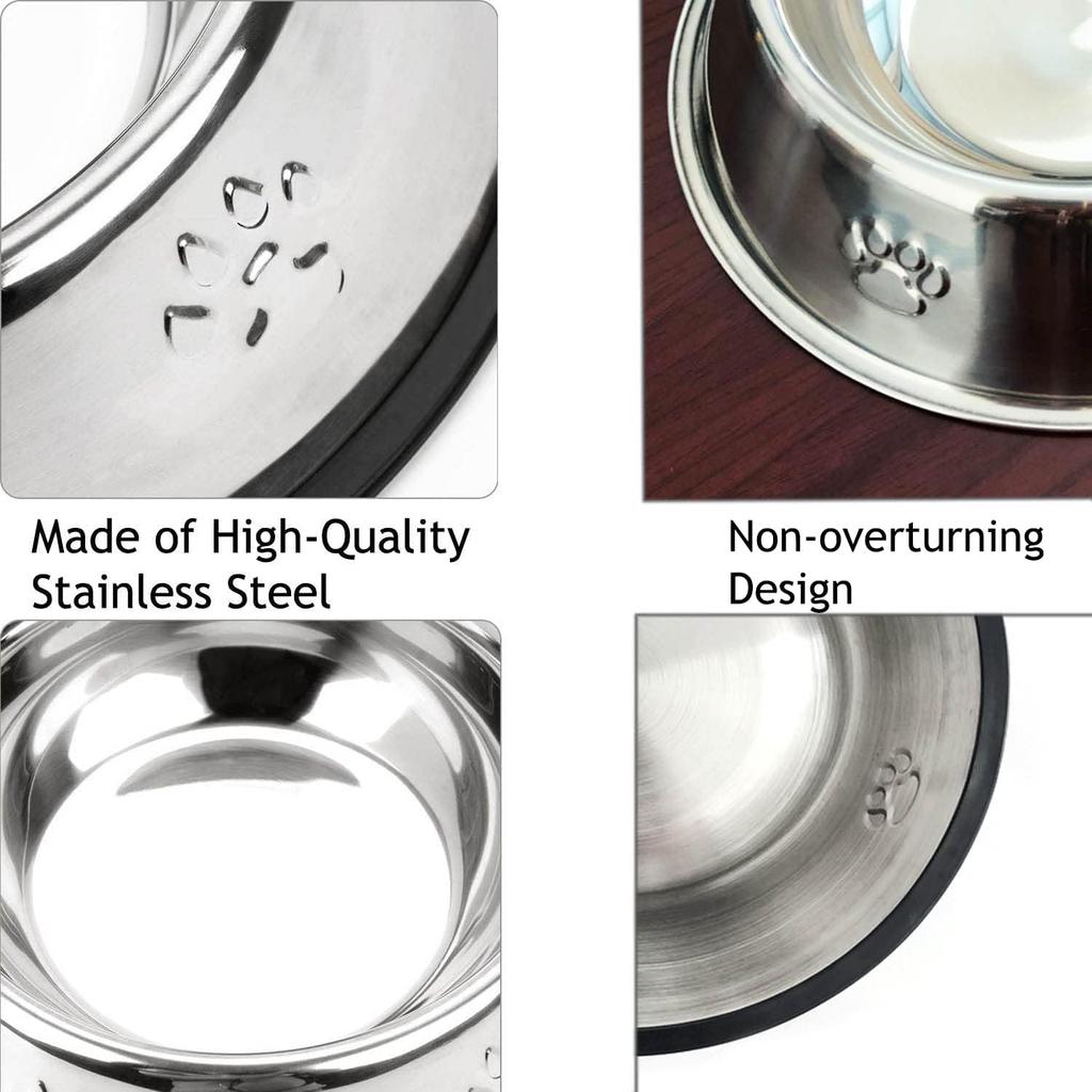 Water Bowl for Dogs and Cats, Stainless Steel Elevated Pet Feeder with Vintage-Style Metal Stand, for Dogs and Cats