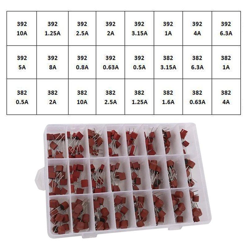 A25F-Blow Cylindrical Fuse 240Pcs 382 392 24Value 0.5A 1A 1.25A 2A 3.15A 4A 5A 6.3A 8A 10A Amp For LCD For TV Power PCB Insuranc