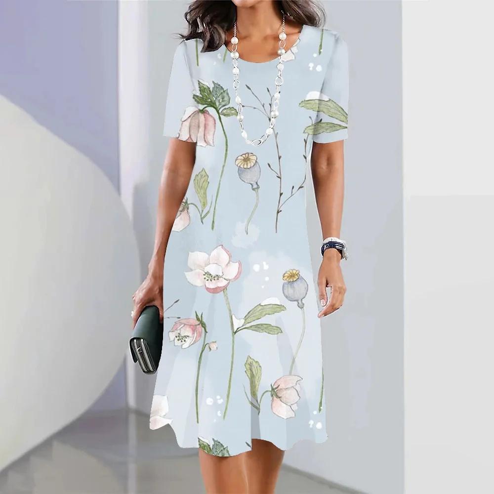 Новые женские платья с ботаническим и цветочным принтом, элегантные длинные платья больших размеров, женская одежда, цельное платье