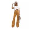 Spring and Autumn Women's Plus Size Solid Color Corduroy Temperament Pants Micro Pant High Waist Casual Pants
