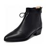 Pointed Short Boots Women's Ruffle Edge Mid-heel Leather Boots Thin Women's Cotton Boots Fashion Boots Ankle Boots Large Size Women's Shoes