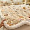 New Autumn Winter Thicken Milk Fleece Mattress Toppers Cartoon Printed Skin-friendly Cozy Mattress Pad Soft Fluffy Warm Bed Pads
