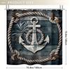 Nautical Anchor and Rope Shower Curtain , Durable Polyester, Machine Washable, with Hooks, Marine-Themed Bathroom Decor