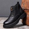 Зимние мужские водонепроницаемые ботинки на толстой подошве Мужские кожаные ботинки Кожаные туфли средней высоты Мужские ботинки из бархата и шерсти Теплые хлопковые ботинки