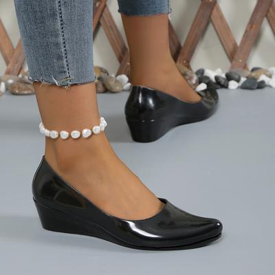 Мода 2024 года, новая осенняя мода, женские туфли на танкетке, повседневные туфли с круглым носком, удобные туфли-лодочки, рабочая обувь, Zapatos De Mujer