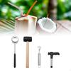 4x Coconut Maker Punchers Shell Opener Kit Lightweight Multipurpose Portable Meat