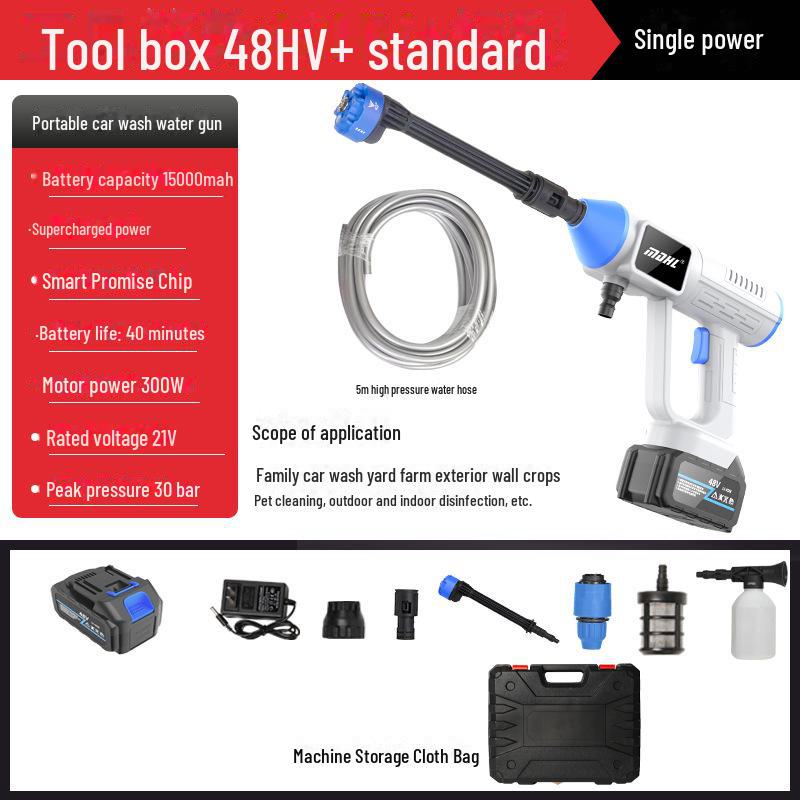 Rechargeable High-Pressure Wireless Car Wash Spray Gun with Lithium Battery