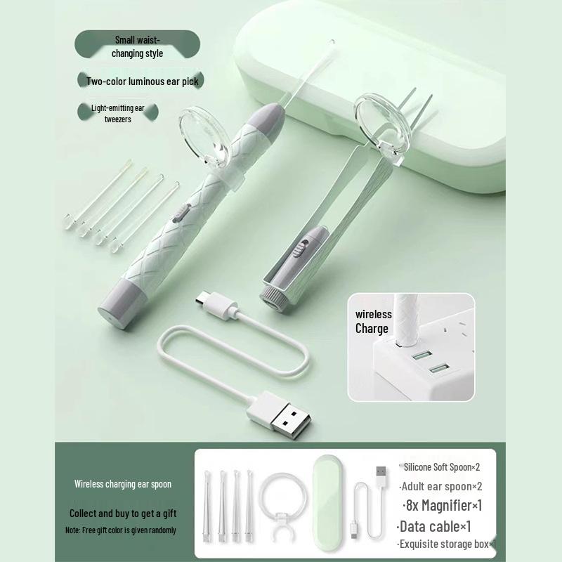 Мягкий наконечник для чистки ушей младенцев со светом и пинцетом