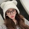 Cute Bear Ear Wool Hat Winter Beanies Warm Lace-up Ear Protection Knitted Bomber Cap Bonnets Knitting Korea Women Warm